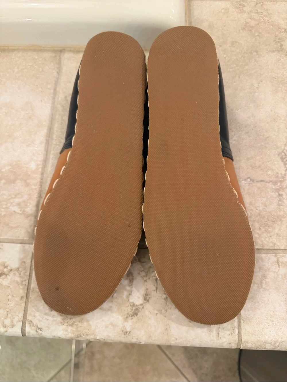 Sabah Two-Tone slip on Shoes in Camel and Navy